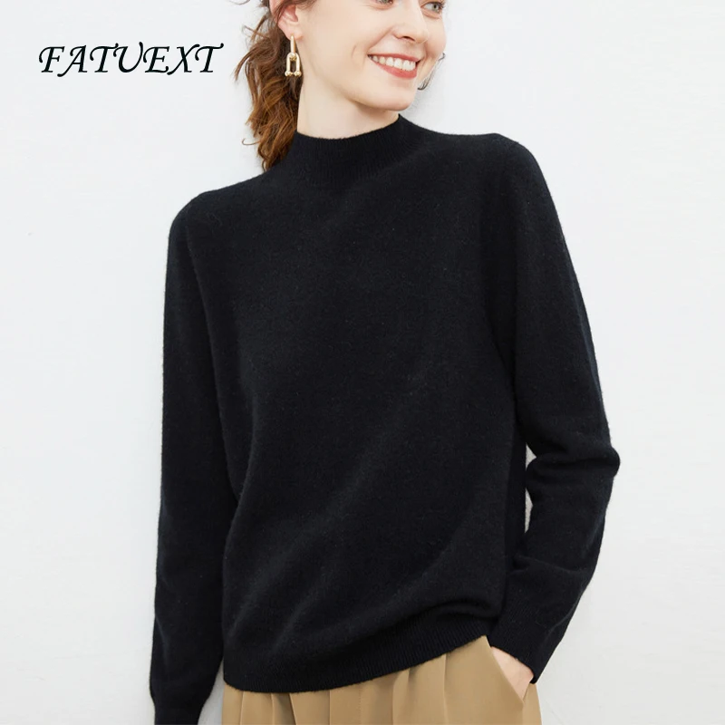 

13 Colour Basic Sweater Women 100% Wool Autumn Winter Warm Pullovers Girl Casual Turtleneck Soft Knitted Top Cashmere Sweaters