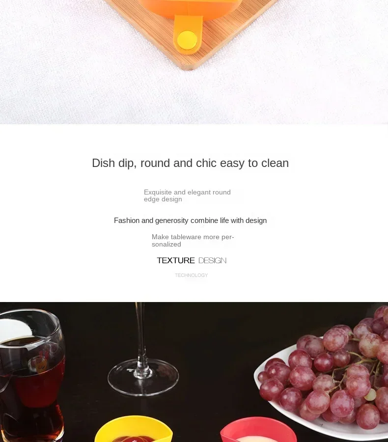 Description Picture 5 of item4Pcs/Set Dip Clip Bowl Dipping Bowl Sauce Holder Assorted Clip Container Dish Plate Tomato Sauce Vinegar Kitchen Gadgets