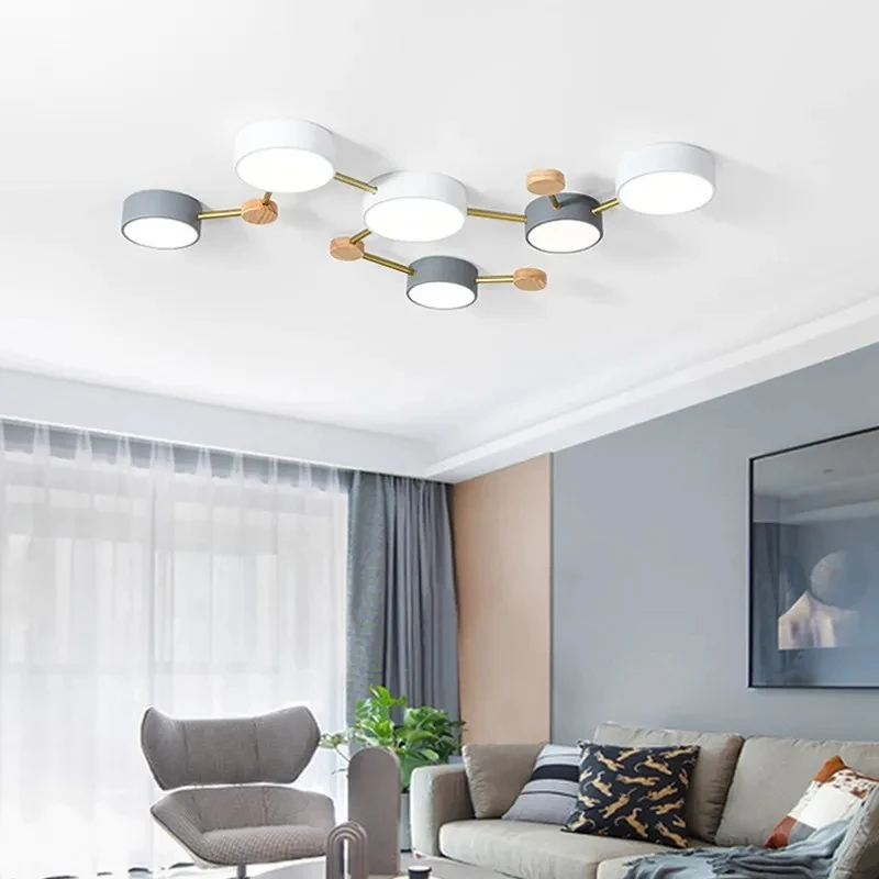 Description Picture 4 of item3-8 Head Ceiling Lights LED Wood Lighting Household Lamps Living Room Bedroom Lustres Luminaria Remote Control Dimming Lamparas