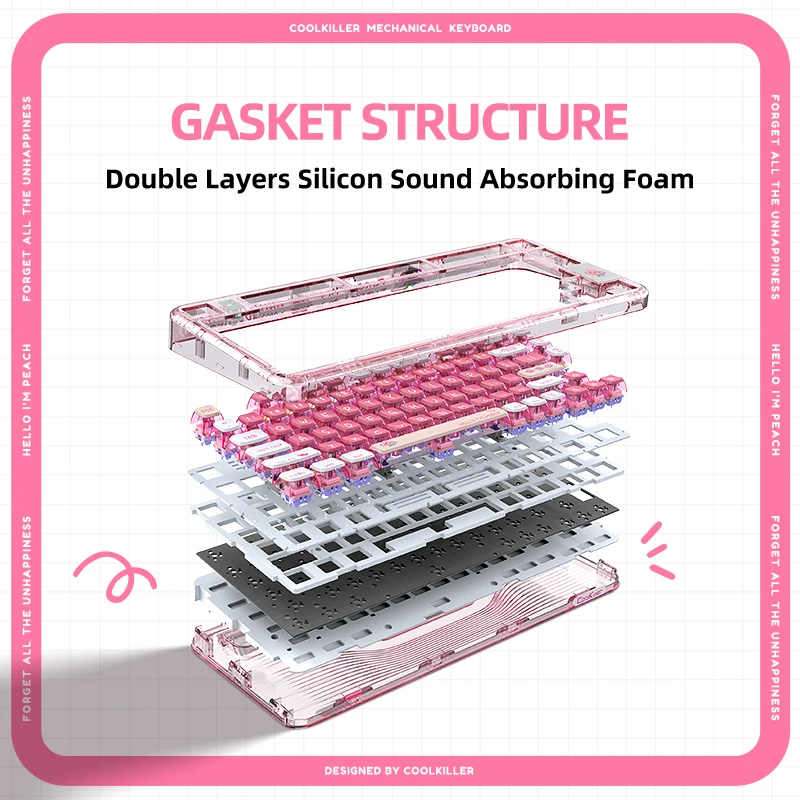 YUNZII Coolkiller CK75 Peach Pink Transparent Acrylic Gasket