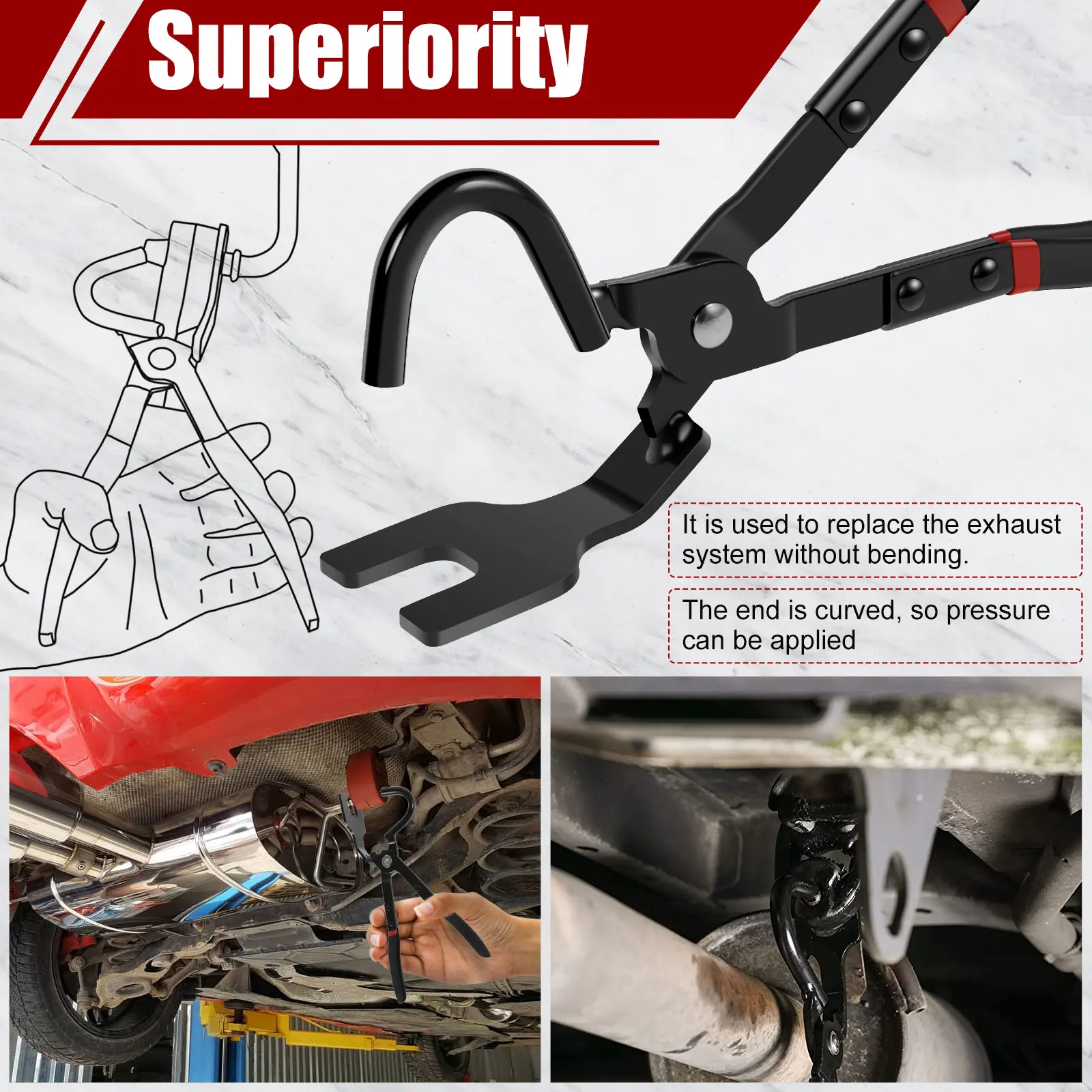 Car Repair Tool Hardware Hand Tools Exhaust Hanger Pliers HCS Bracket Removal Pliers Non-slip Ergonomic Separate Rubber Bracket Hanger Support Removal Tool For Car