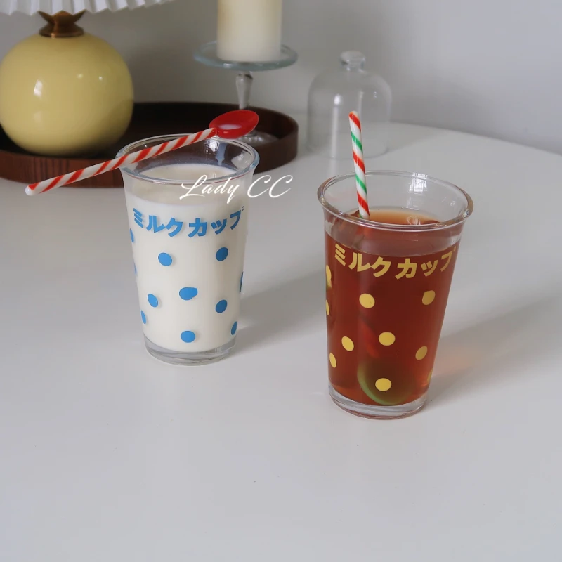 Ladycc Japanese Glass Coffee Cup Thickened Breakfast Wave Point Large