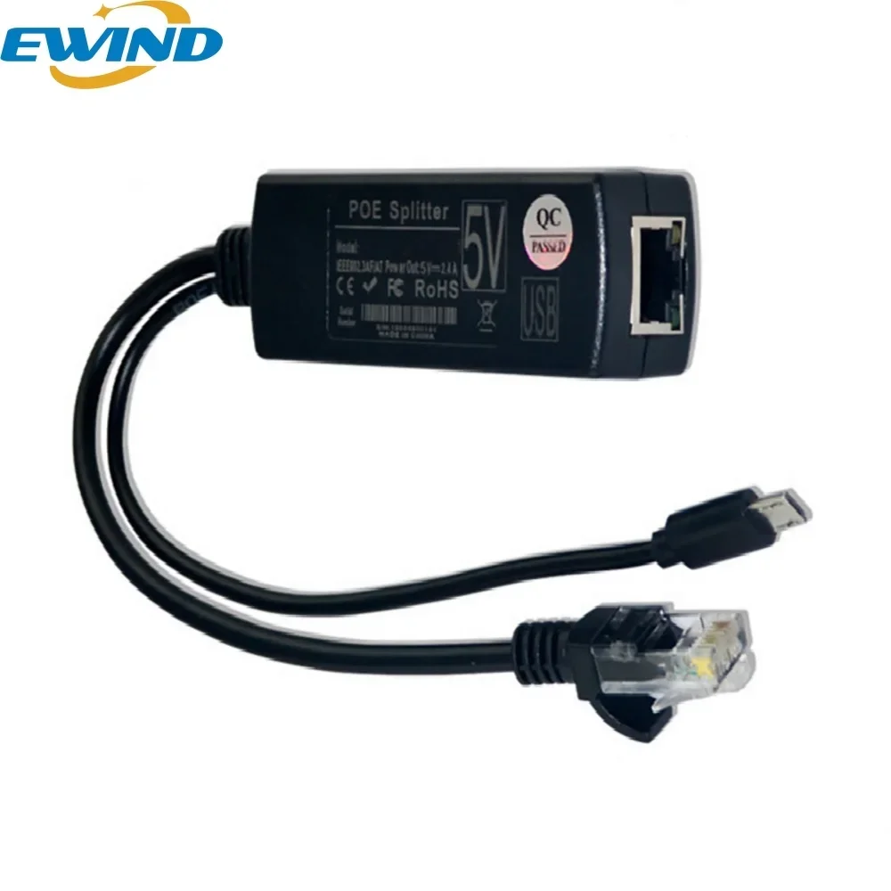 Разветвитель EWIND Gigabit POE, 48 В до 5 В, 12 В, Micro USB/Type-C/DC ...
