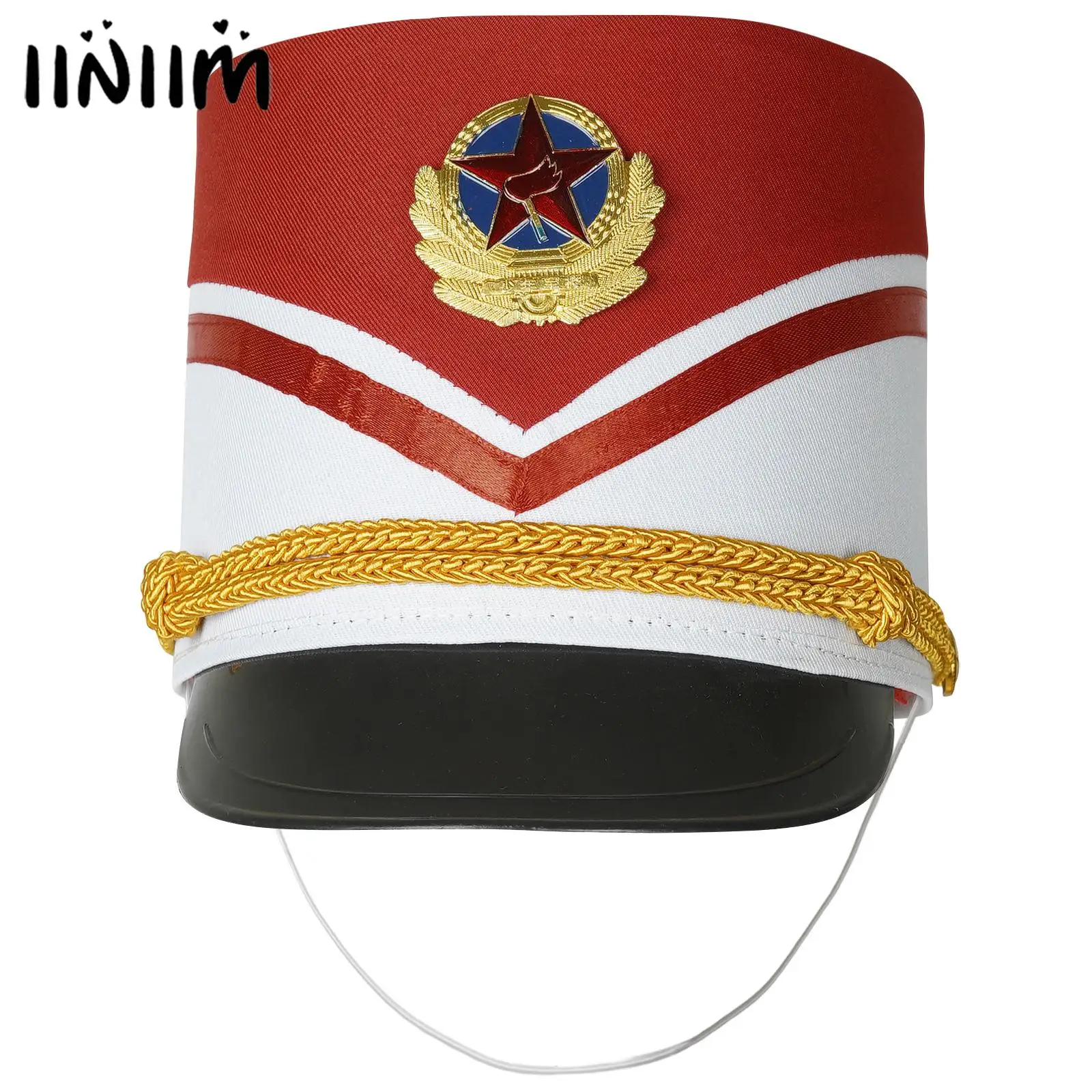 Kids Marching Band Hat Children Drum Band Hat Drum Major Team Honor Royal Guard Costume Accessories Halloween Cap Halloween Hat