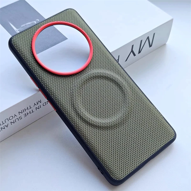 Magnetic Nylon Woven Matte Leather Shockproof Bumper Case