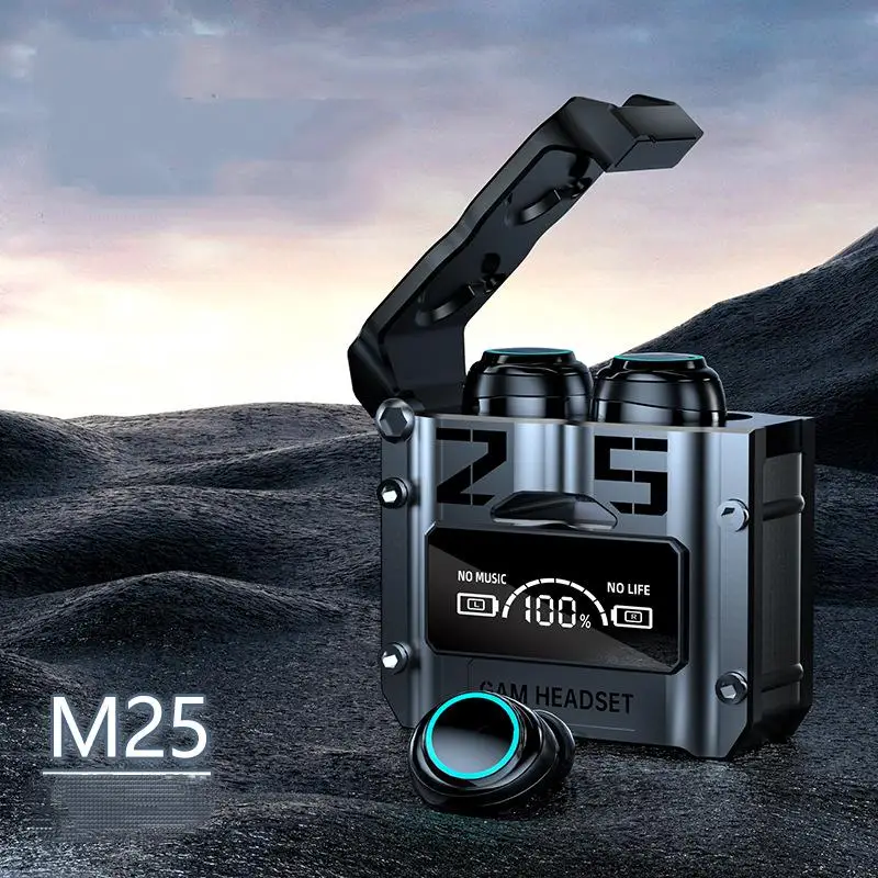 

M25 Bluetooth 5.2 5.3 Earphone Wireless Gaming Headset With Flashlight Touch Control Earbuds Outdoor Low Delay For Game