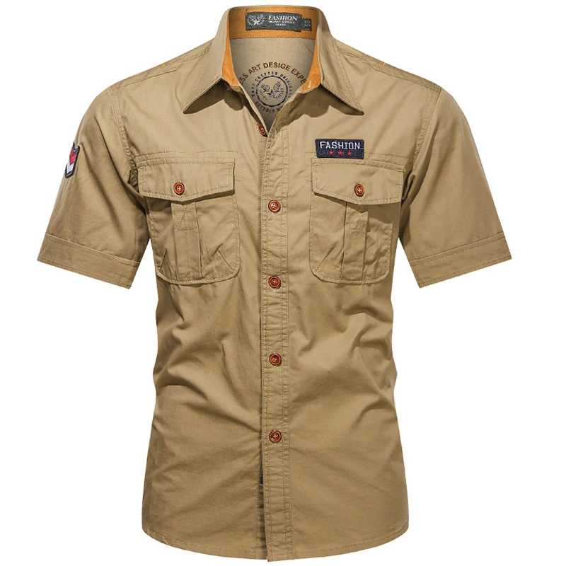 Military Shirts Men Tactics Short Sleeve Summer Tops Solid Color High