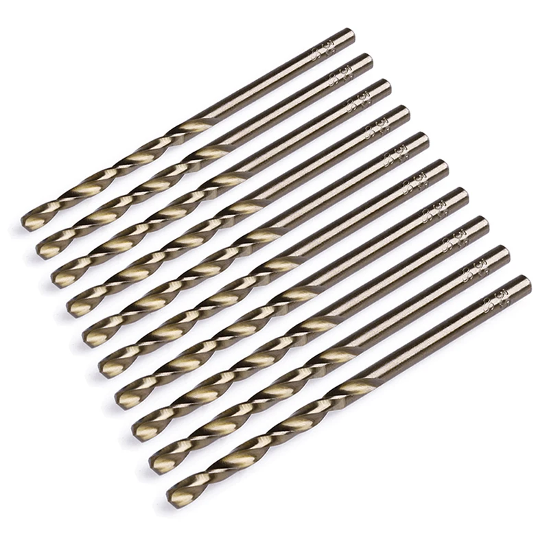 

Durable 10x Cast Iron and Hard Plastic HSS Twist Drill Bits Set Round Shank Coated Surface For Drilling woodwor