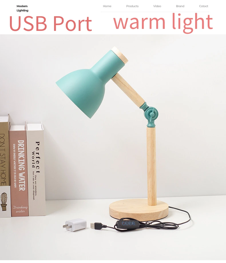 Nordic LED Desk Lamp - Wooden Iron Folding Table Lamp for Dorm & Home Office