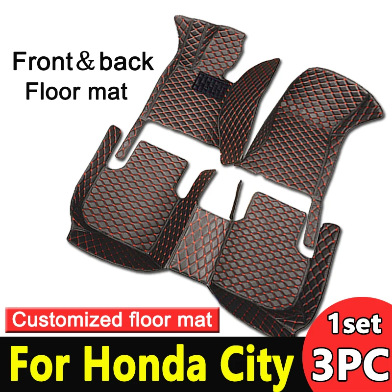 

Car Floor Mats For Honda City Grace Ballade GM4 5 6 8 9 2014~2018 Luxury Leather Mat Durable Carpet Rugs Car Accessories 2015
