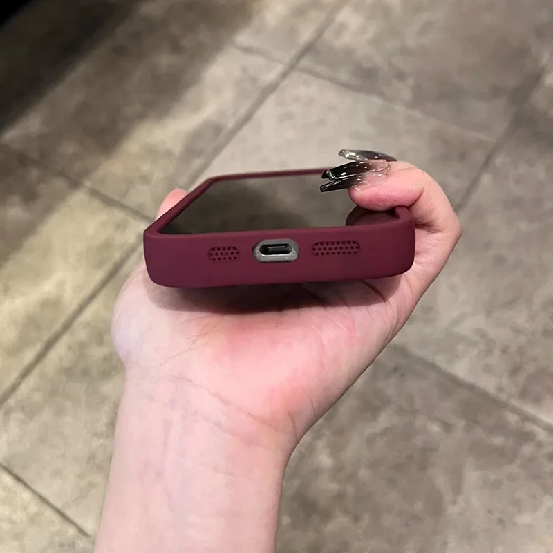 Wine Red Love Liquid Silicone Case with Camera Protection - Soft Back Cover