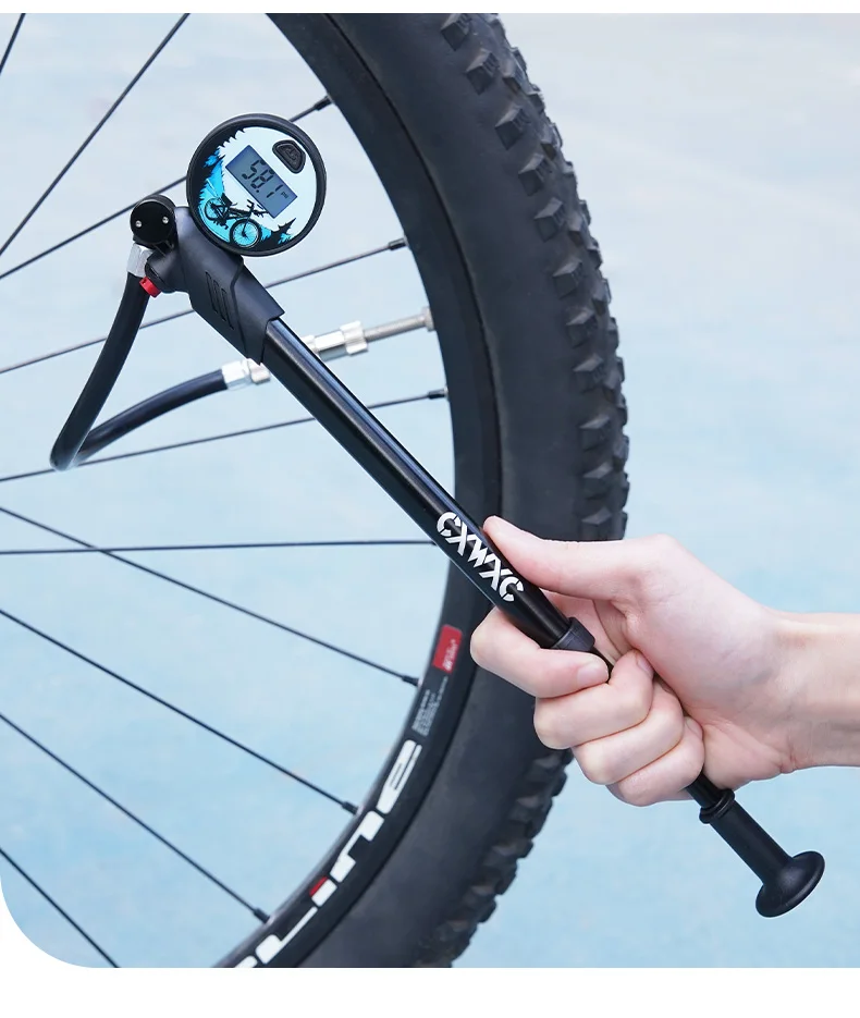 CXWXC Fahrrad-Luftpumpe für Gabel und Hinterradfederung MTB 300psi Hochdruck-Gabelpumpe mit Digitalanzeige – Detail 19