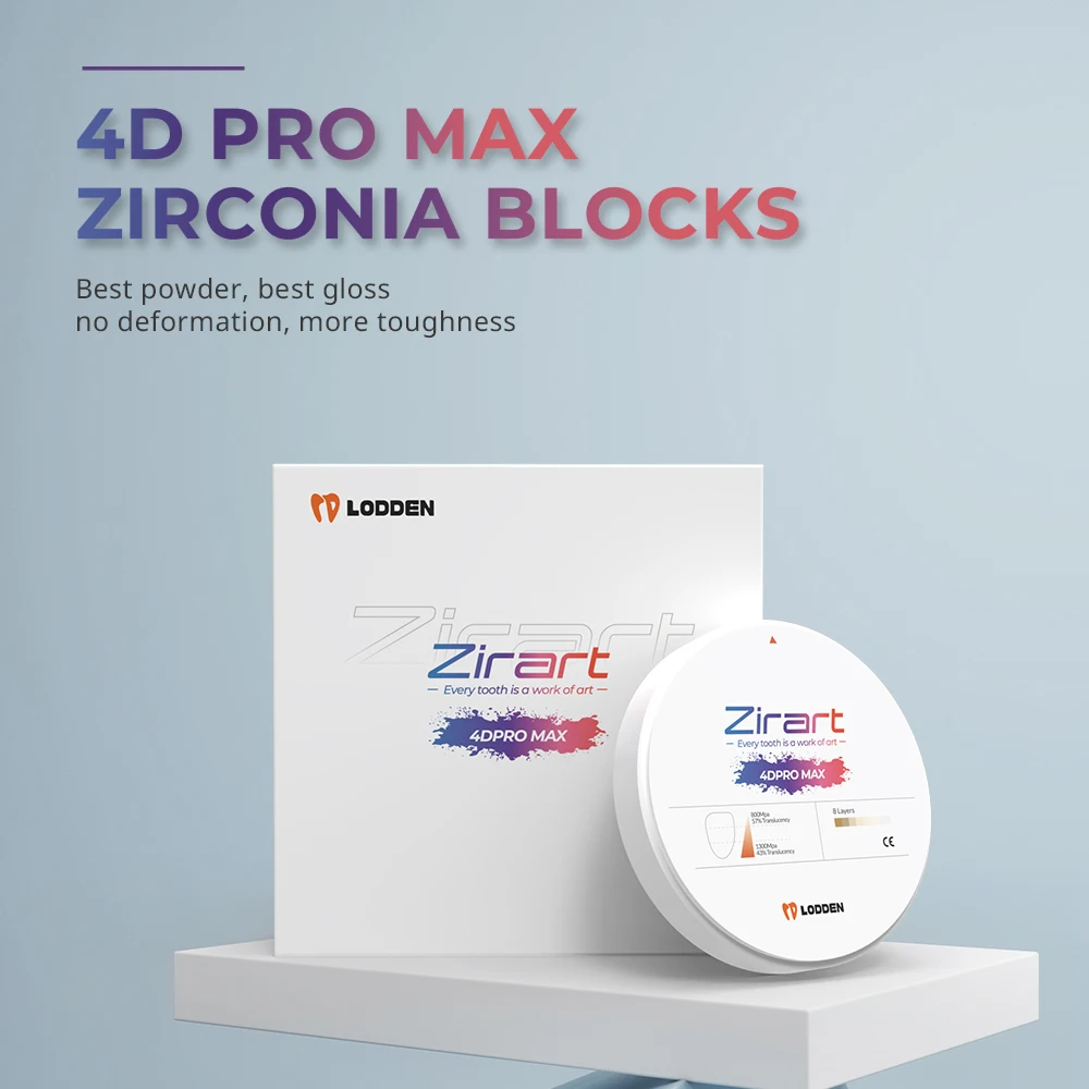 Lodden 4D PRO MAX Mehrschichtiger Zirkonoxidblock/Scheibe 98 mm A-Farbton für offene CAD/CAM-Systeme – mehrfarbige Tosoh-Materialien für Dentallabore – Detail 1