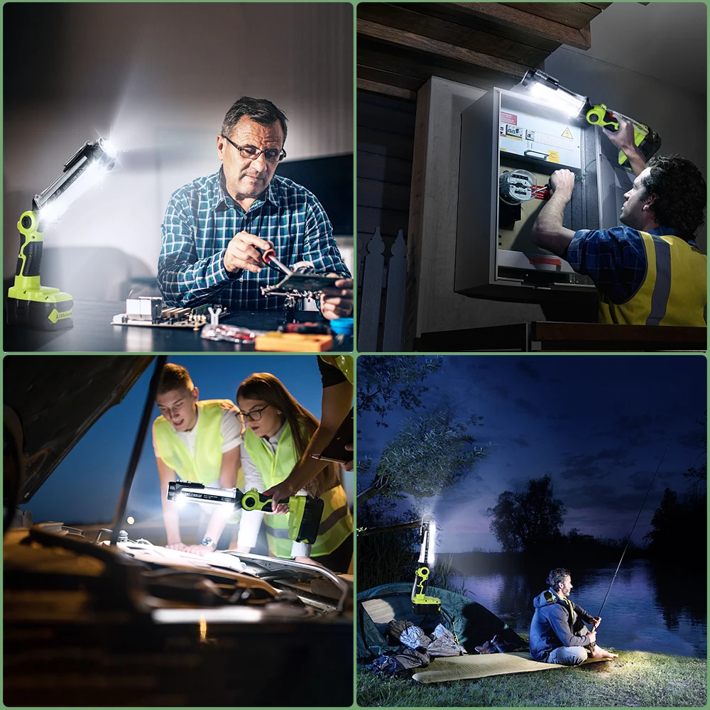 Flashlight Cordless Powered Spotlight 25W 2000LM LED Work Light for Ryobi 18V Li