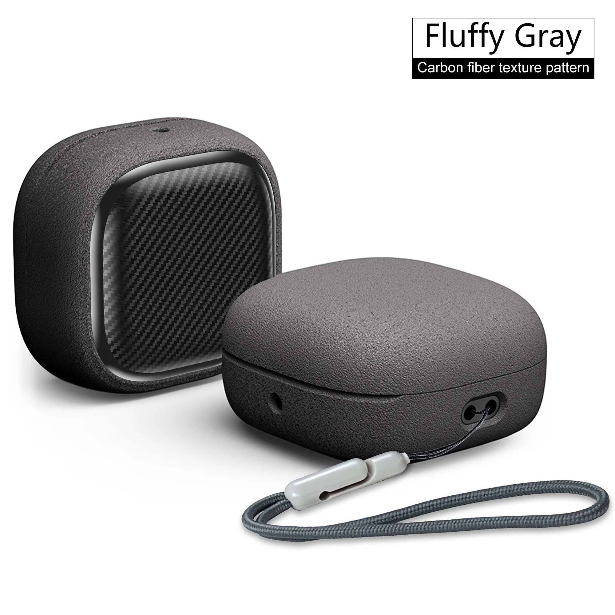 Stylish Fiber Stripes Protective Earbud Case with Lanyard