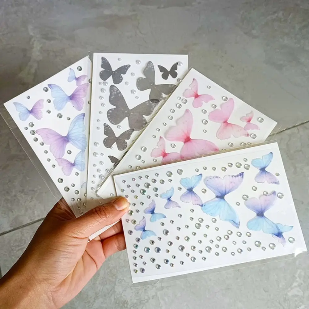 

Glitter Exquisite Self Adhesive Diamond Decals 3D Butterfly Face Stickers Disposable Mixed Water Drop Tattoo