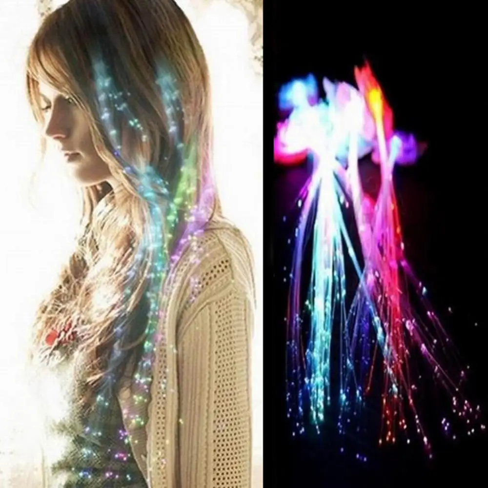 Led Light Up Braid Luminous Fiber Optic Hairpin Decor Per Halloween Party Bar