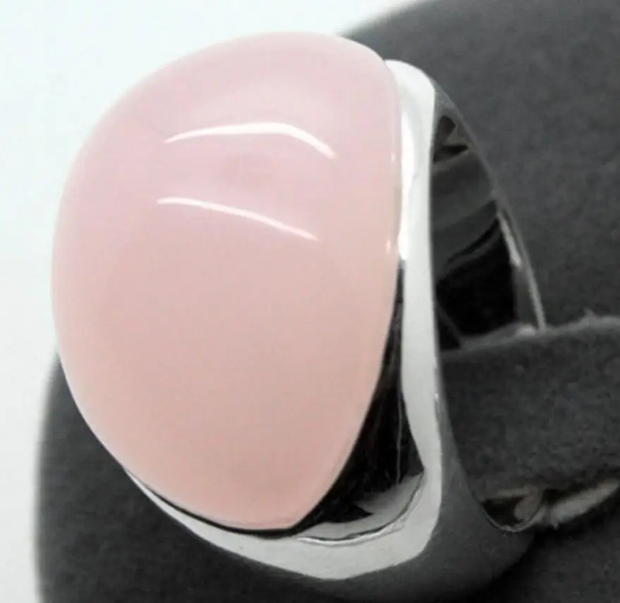 

20*26mm dame noble nouvelle Sucrerie De mode de Rose Naturel Pierre 925 Bague En Argent Taille 7/8/9/10