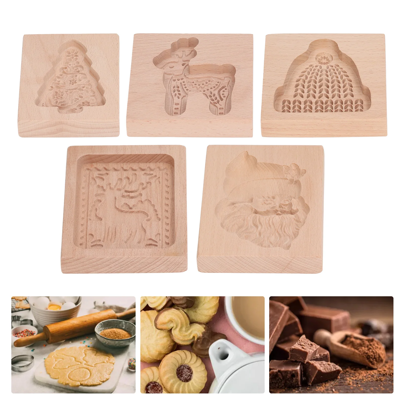 

Easter Christmas 3D Wooden Cookie Mold Gingerbread Mould Carved Decoration Stamp Embossing Craft Decorating Baking Tools