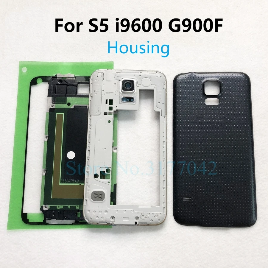 Carcasa completa para Samsung Galaxy S5, G900, I9600, G900F, soporte de placa frontal, Marco medio, tapa trasera, batería, de carcasa trasera| | AliExpress
