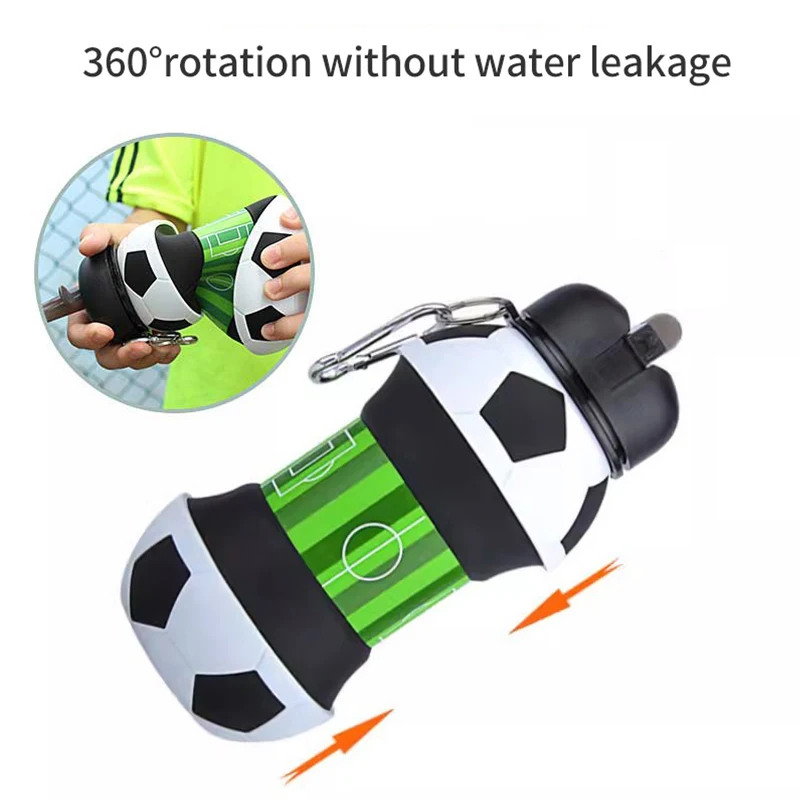 500ML/1L Football Folding Cup Basketball Fold Water Cups Portable Soccer Folding Bottle Silicone Water Cup