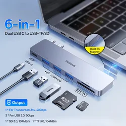Baseus Dual USB - C Hub with 4K HDMI and SD/TF Card Reader (6 - IN - 1 USB with SDTF)
