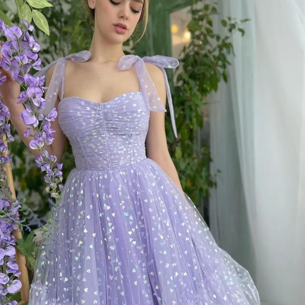 

Однотонное Тюлевое платье Quinceanera, женские бандажные вечерние платья в форме сердца с блестками, изысканное милое современное платье для выпускного вечера