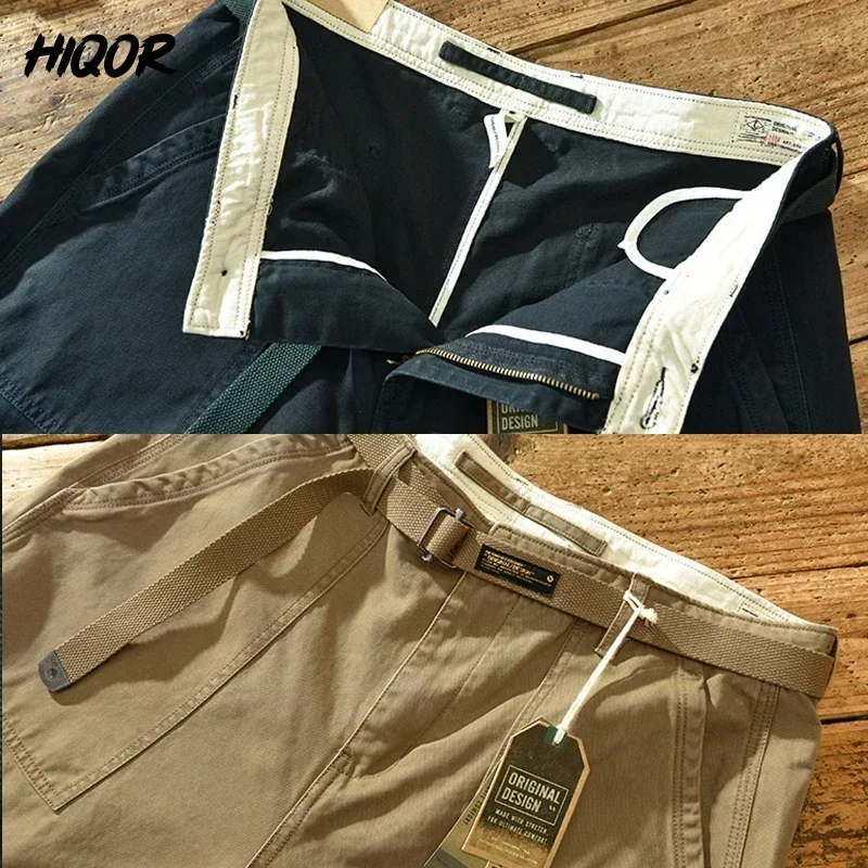 100% Cotton Casual Pants Spring Men Fashion Metal Belt Buckle Cargo Pants Hip Hop Trouser Man Pant 28-38 cotton work pants military cargo pants casual tooling pants cargo pants