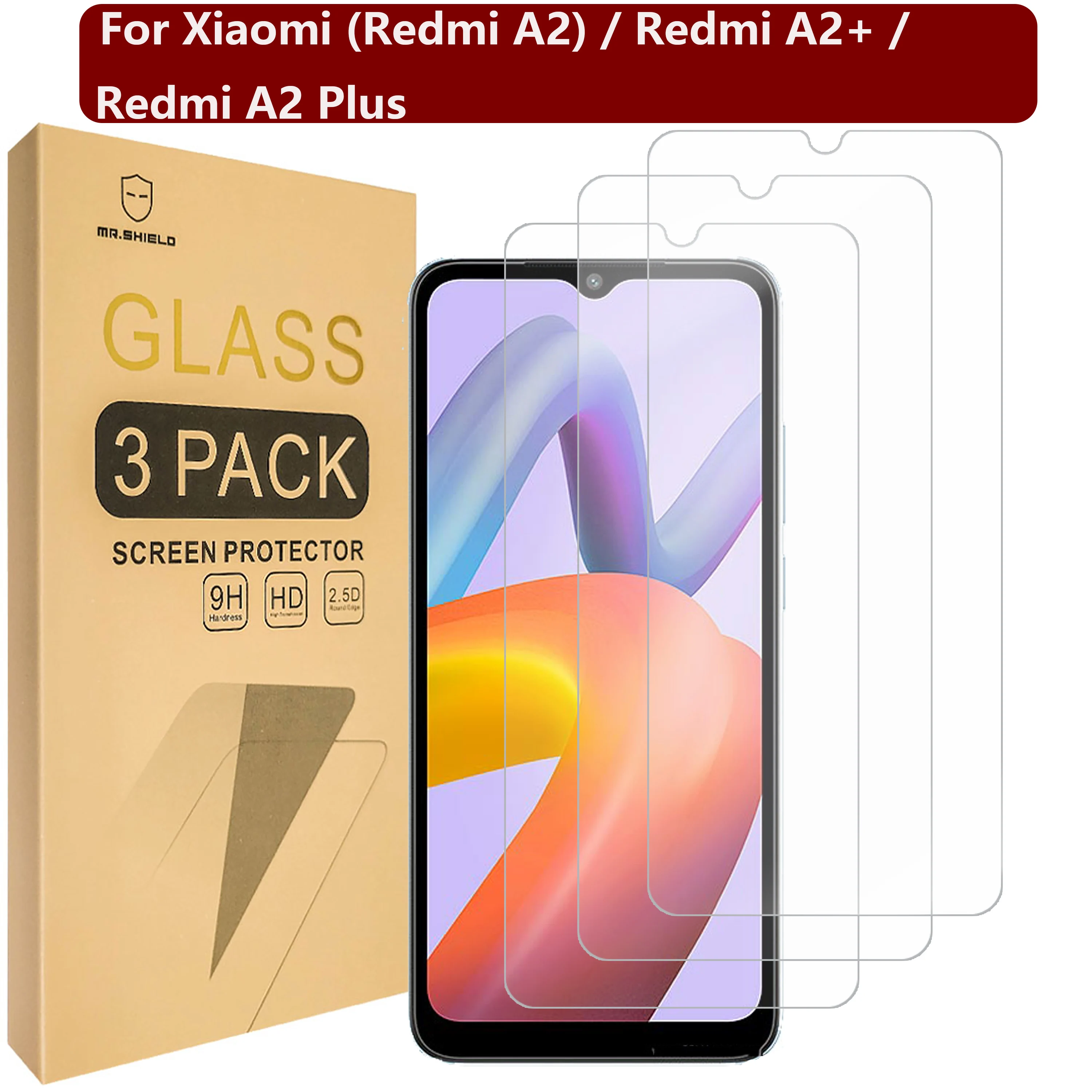 

Mr.Shield [3-Pack] Screen Protector For Xiaomi (Redmi A2) / Redmi A2+ / Redmi A2 Plus [Tempered Glass] [9H Hardness]