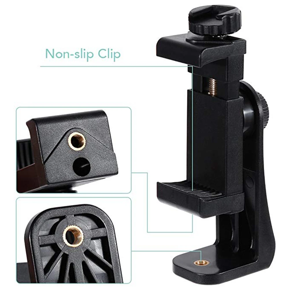 Universal Smartphone Cell Phone Mount Holder Adapter for Tripods or Stands With Standard 1/4 Inch Mount Screw Can 360 Rotates
