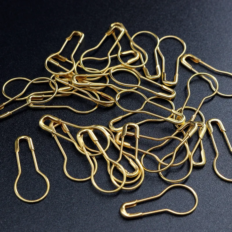 30pcs 작은 안전 핀 22mm 조롱박 모양의 골드 컬러 철 핀 DIY 뜨개질 크로 셰 뜨개질 도구