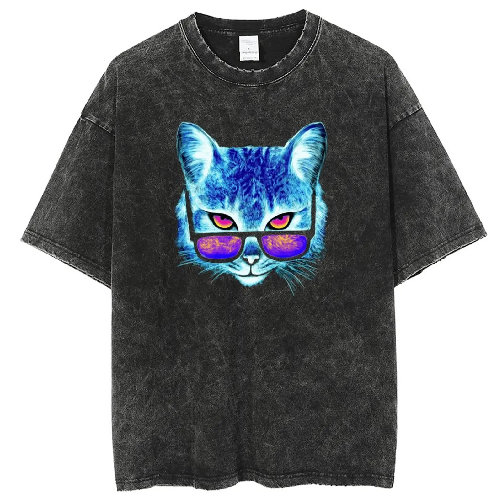 

Футболка мужская с принтом кошки, 100% хлопок, 2023 хлопок