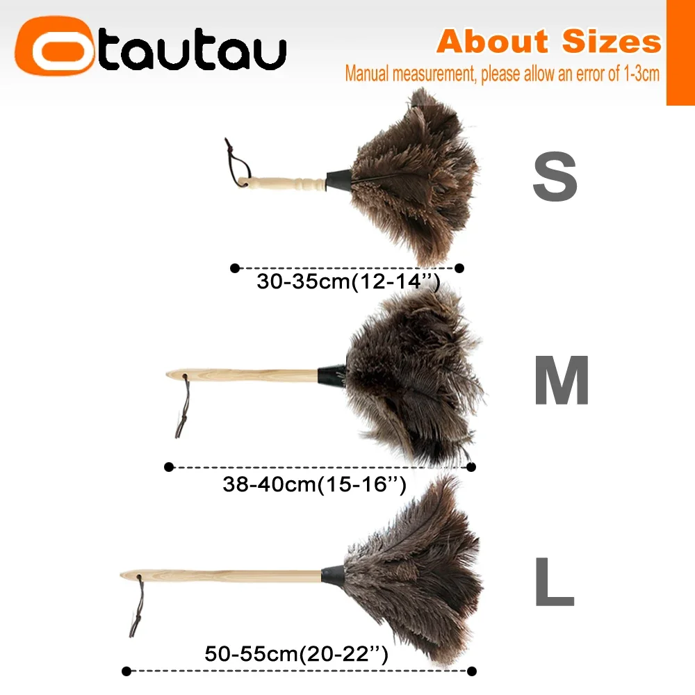 Real Ostrich Feather Duster Wood Handle Household Car Dust Brush Cleaner House Cleaning Tools