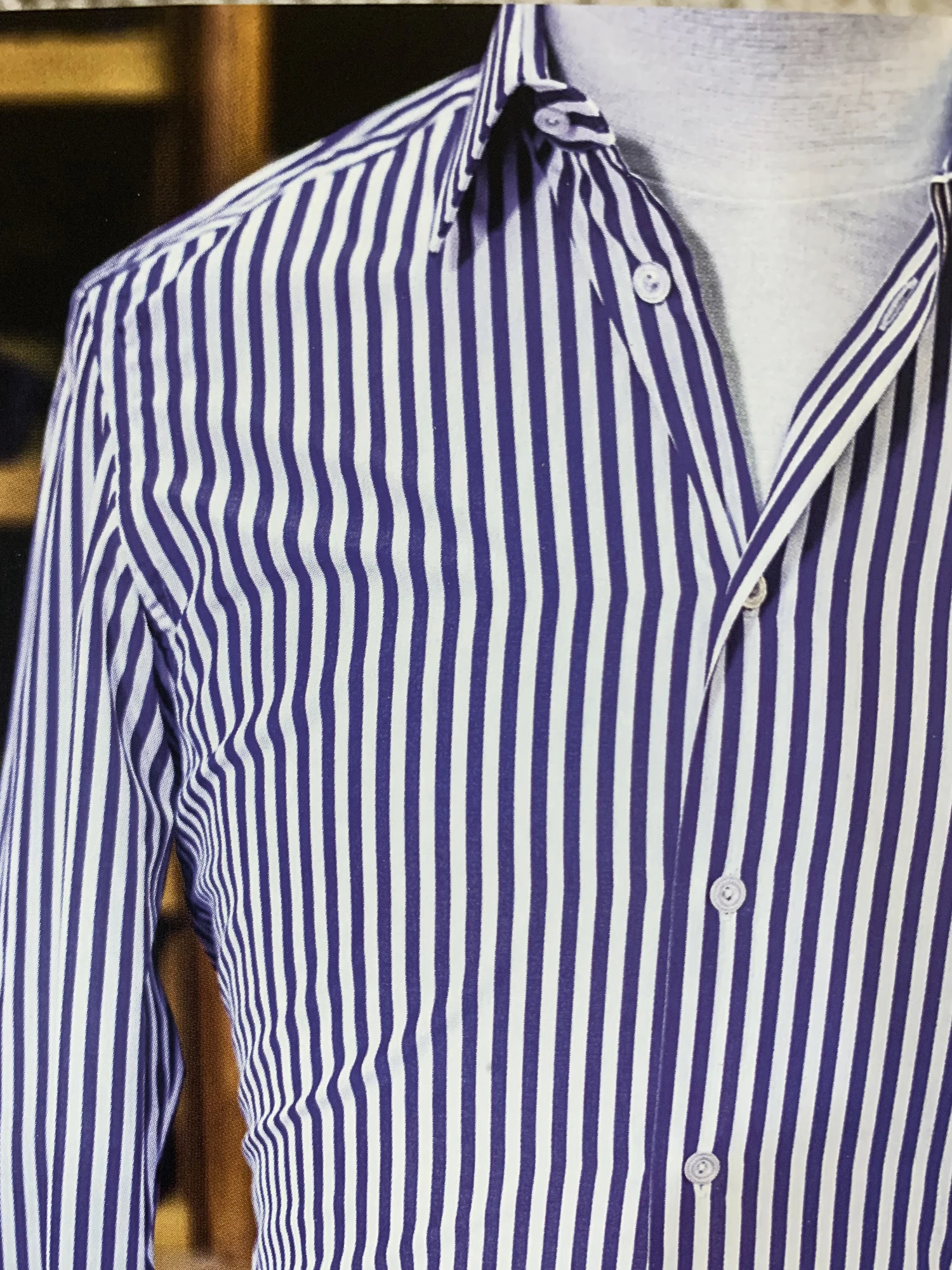 Wide Blue Striped Dress Shirts For Men Custom Made Shirts 100% Cotton Mens Fashion Man Blue Striped Shirts For Men Chemise Homme