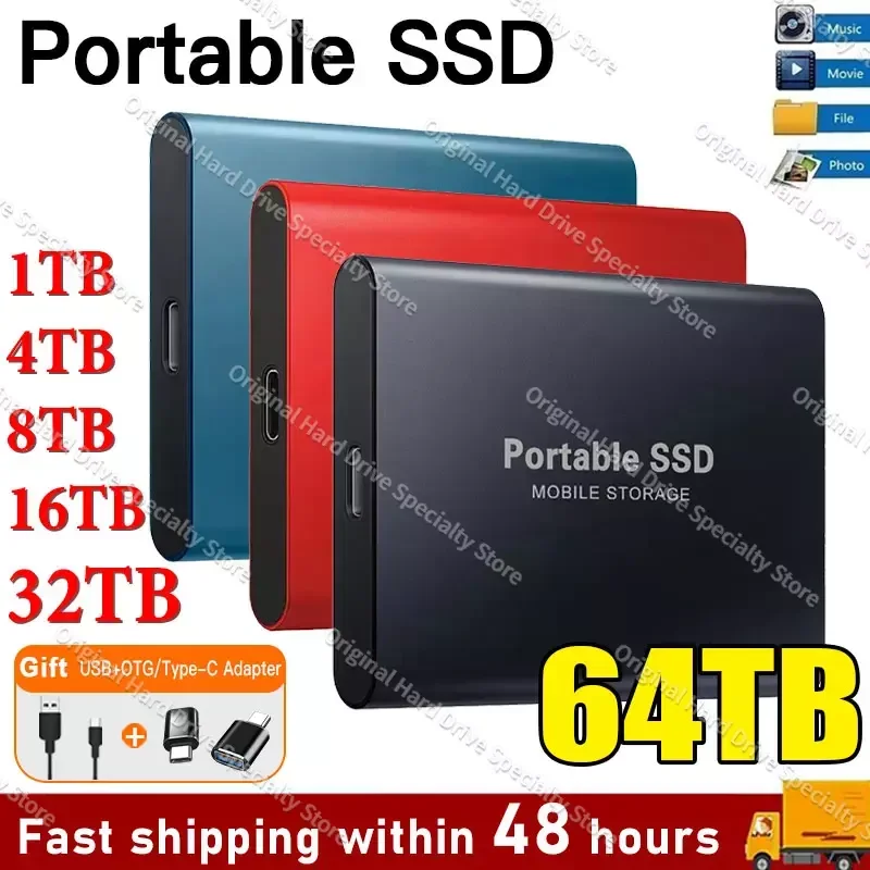 

For Xiaomi High-speed SSD 500G 2TB 4TB Portable SSD 8TB 64TB External Solid State Hard Drive USB3.1 16TB Hard Disks Mobile Drive