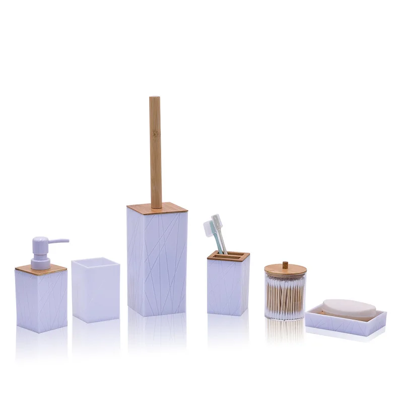 Bathroom Accessories Set Soap Dispenser Bottle Dish Washroom Toothbrush Holder Cup Suit Toilet Brush Shower Bath Organizer