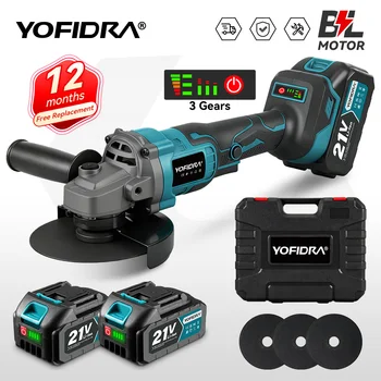 Amoladora angular YOFIDRA de 125 mm, 3 velocidades, herramienta inalámbrica.