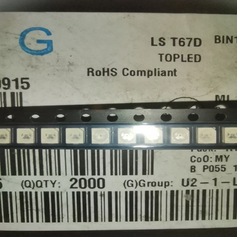 3528 슈퍼 레드 자동차 LED, 파장 633nm, LST67D, 100PCs