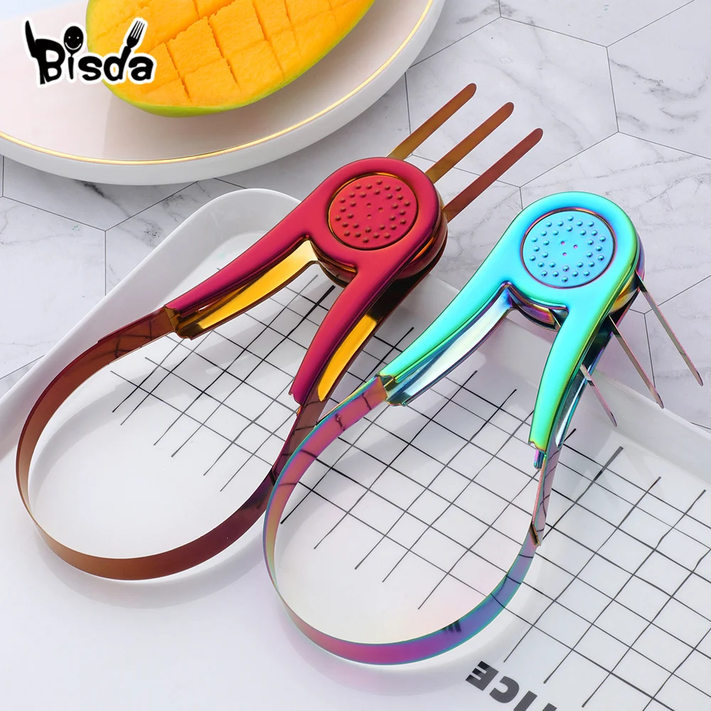 1Pc Stainless Steel Mango Splitters Fruit Peeling Separator Papaya Seed Removal Tool Kitchen Gadgets Fruit Slicer Cubes Cutter