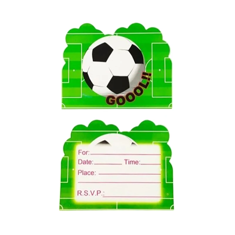 10pcs Green Football Invitation Card Event Party Wedding Greeting Card Boy Birthday Party Paper Thank You Accessories greeting cards thank you cards wedding invitations