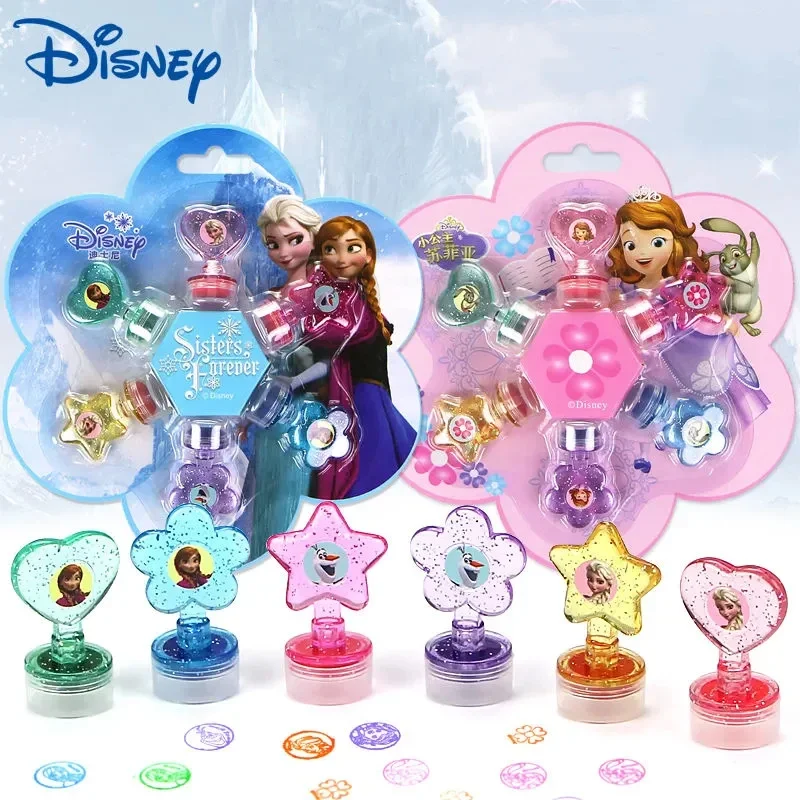 

Disney Frozen Seal Set Anna and Elsa Princess Cartoon Stamp Set Drawing Tool Children's Toy Encourage Seal Art Supplies Gifts