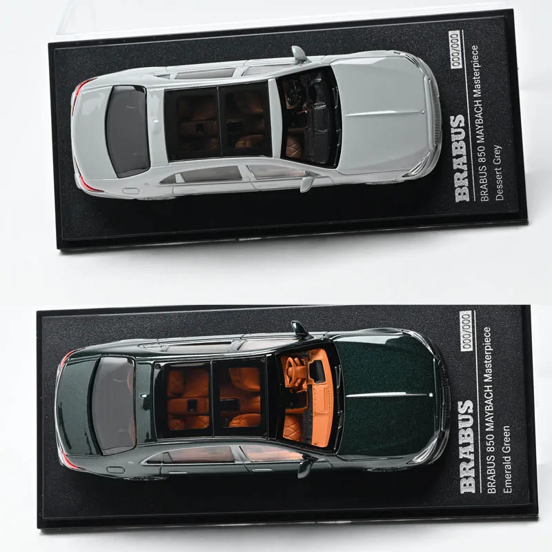 거의 실제와 같은 1:64 브라부스 850 마이바흐 다이캐스트 자동차 모형 에메랄드 그린 및 데저트 그레이 자동차 수집 및 전시 애호가용 장난감