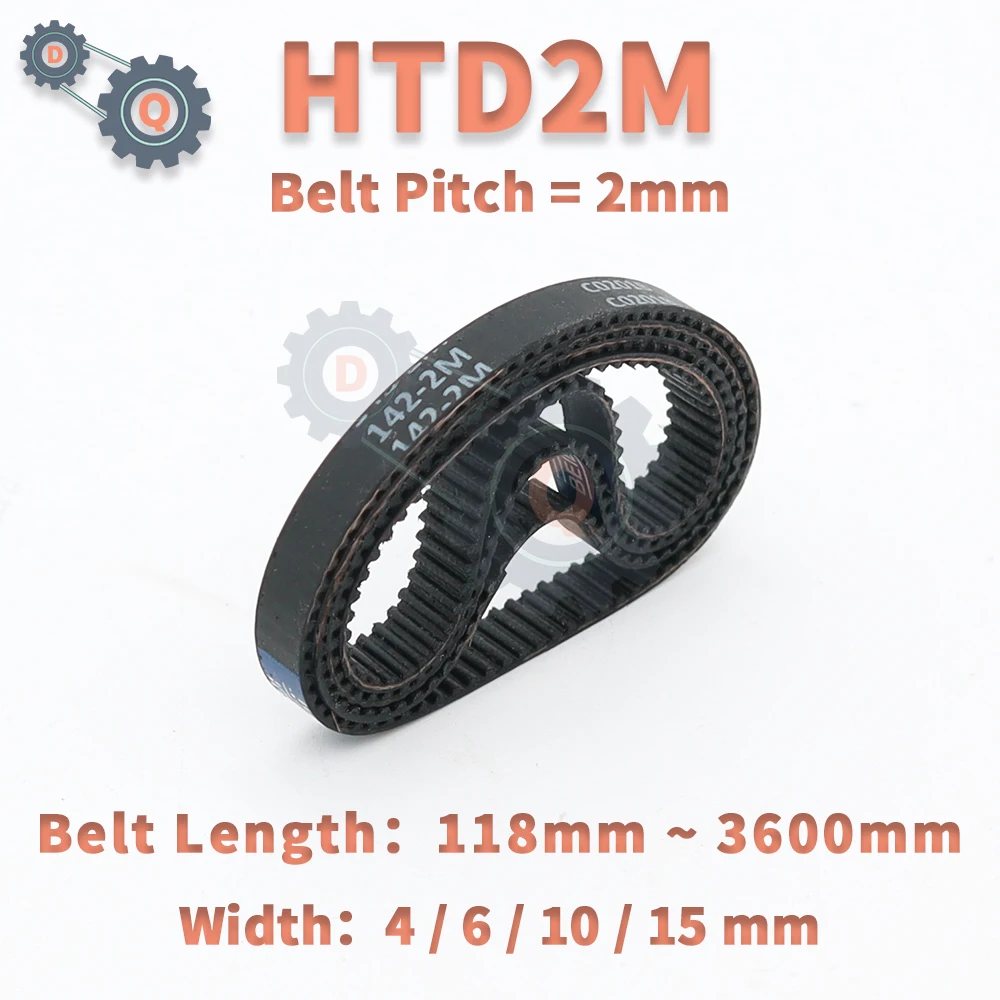Rubber Belt Transmission Drive Belt Synchronous Belt HTD2M Length 118mm to 3600mm Width 4mm 6mm 10mm 15mm 2M 2GT GT2 Closed Loop
