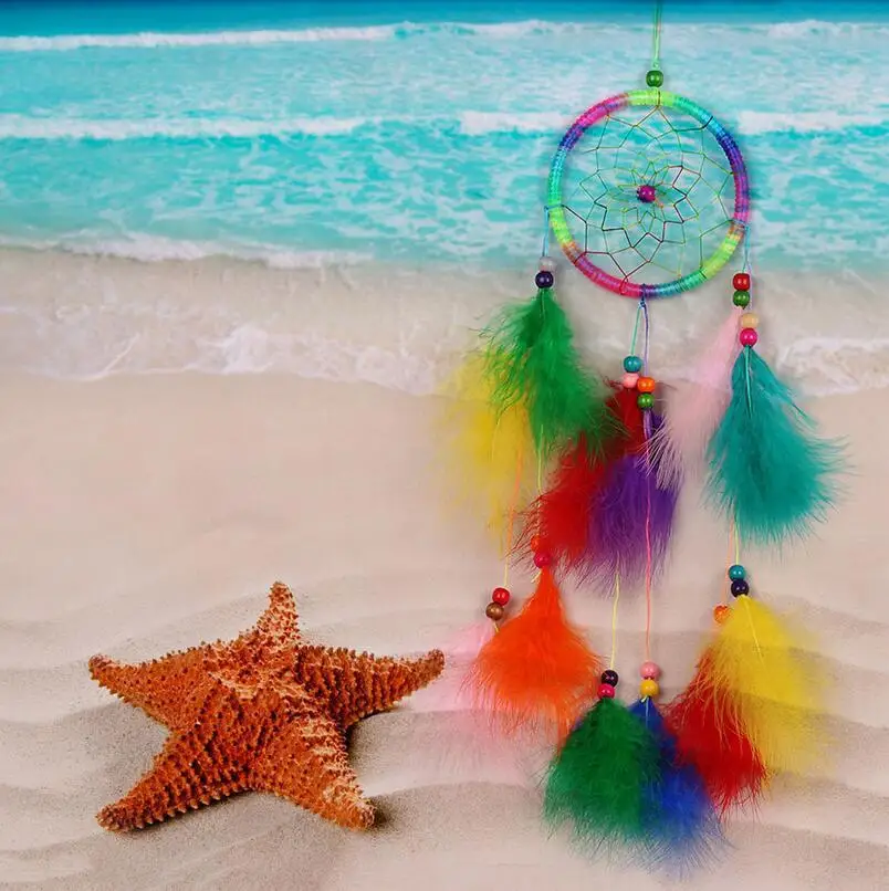 Bead Dream Catcher Black Feather Crafts Handmade Home Hanging Gifts Dreamcatcher Handmade Silver Bead Dream Catcher Wind Chimes, wind chimes,wind chime,dream catcher wall decoration