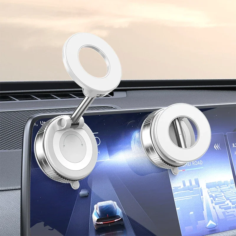 Verbesserte Version der magnetischen Autohalterung mit Vakuumverstellung, mehrfach verstellbar, starker Magnet, faltbar, Halterung für Navigationsgeräte und Smartphones_voghion.com