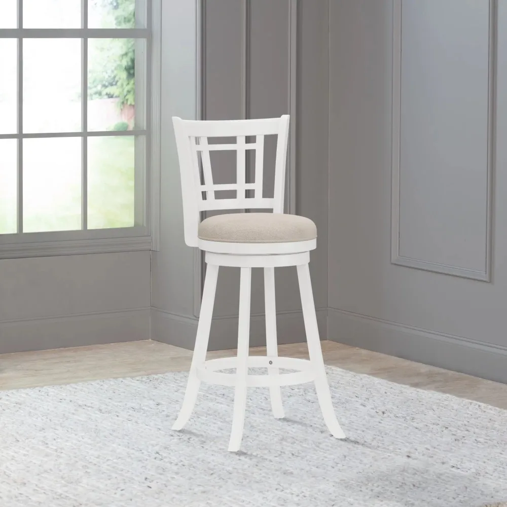 

Fairfox 43.5" Wood Transitional Bar Stool in White/Light Beige