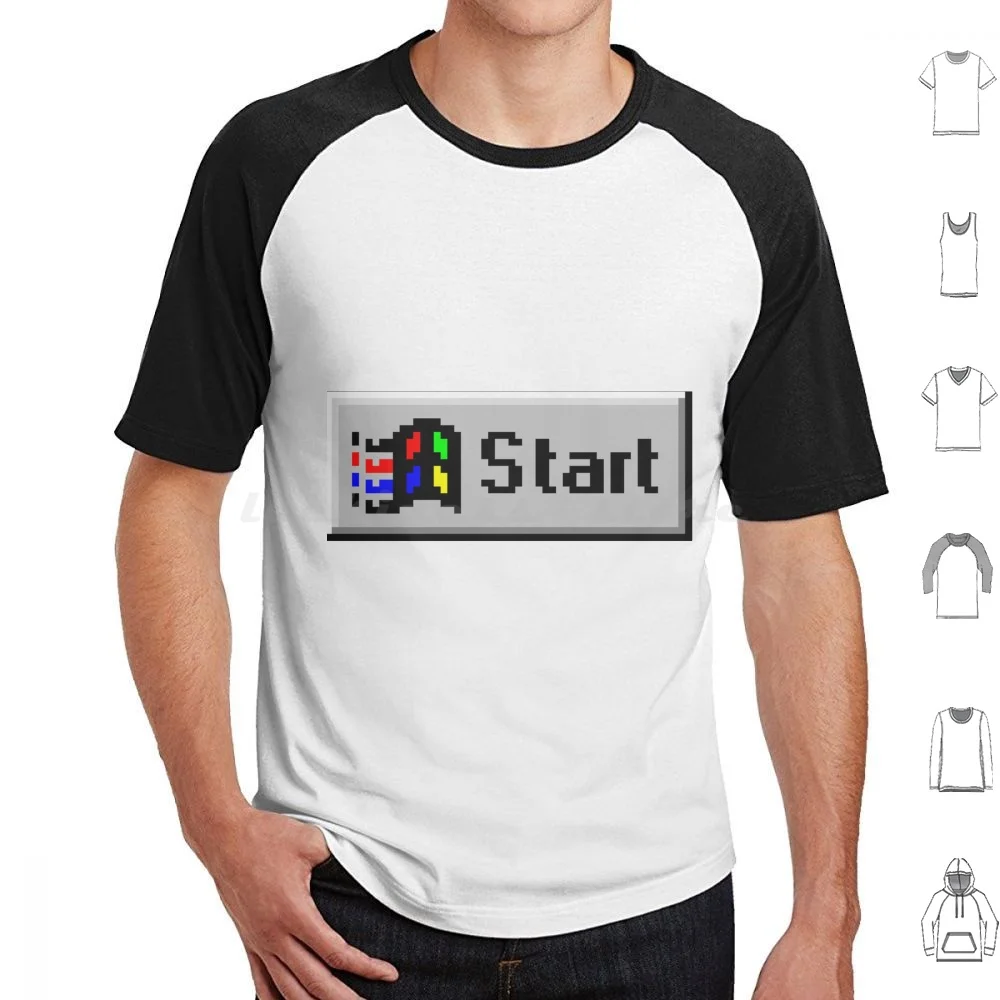 Start T Shirt Big Size 100% Cotone Windows Microsoft Windows 95 Windows 98 Nerd Geek