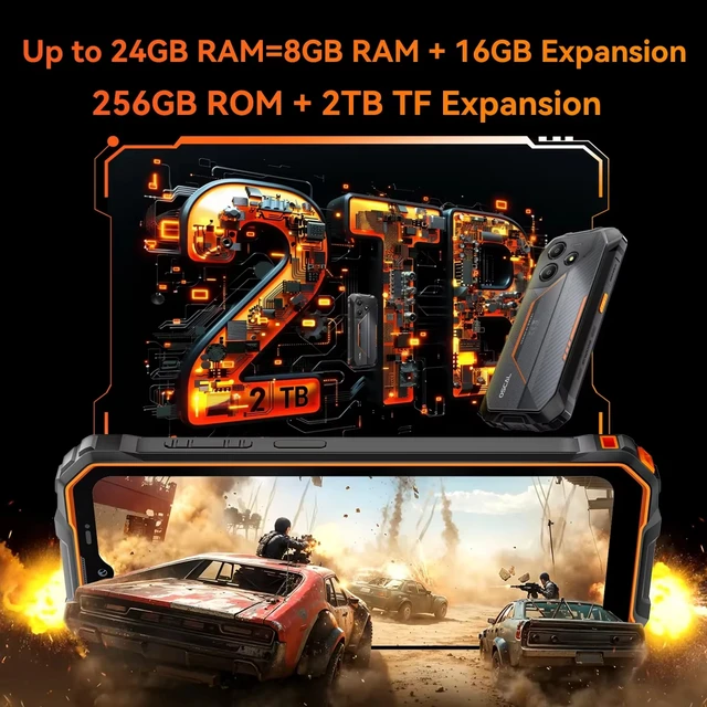 Blackview OSCAL Marine 2 5G Téléphone robuste Batterie 11000mAh Écran HD+ 6,56 pouces 8 Go RAM 256 Go Smartphone Unisoc T61 Android 15 NFC 6