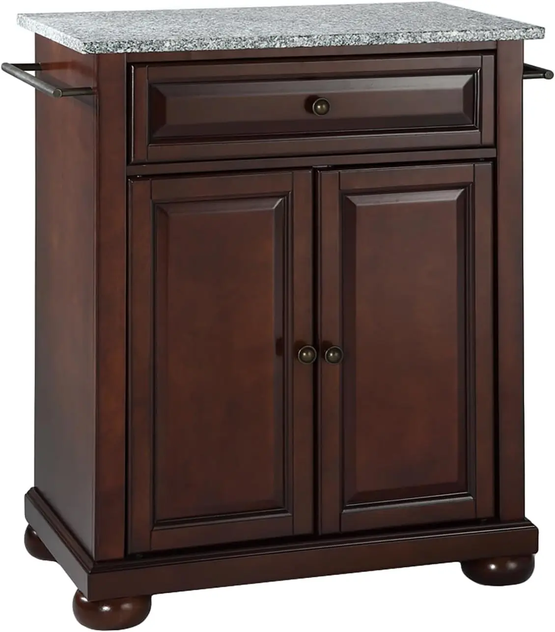 Alexandria Cuisine Kitchen Island with Solid Grey Granite Top-Vintage Mahogany