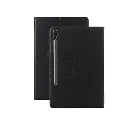 Premium PU Leather Folding Stand Protective Tablet Cover - Smart Design - Tab S6 T860 T865 (Black)